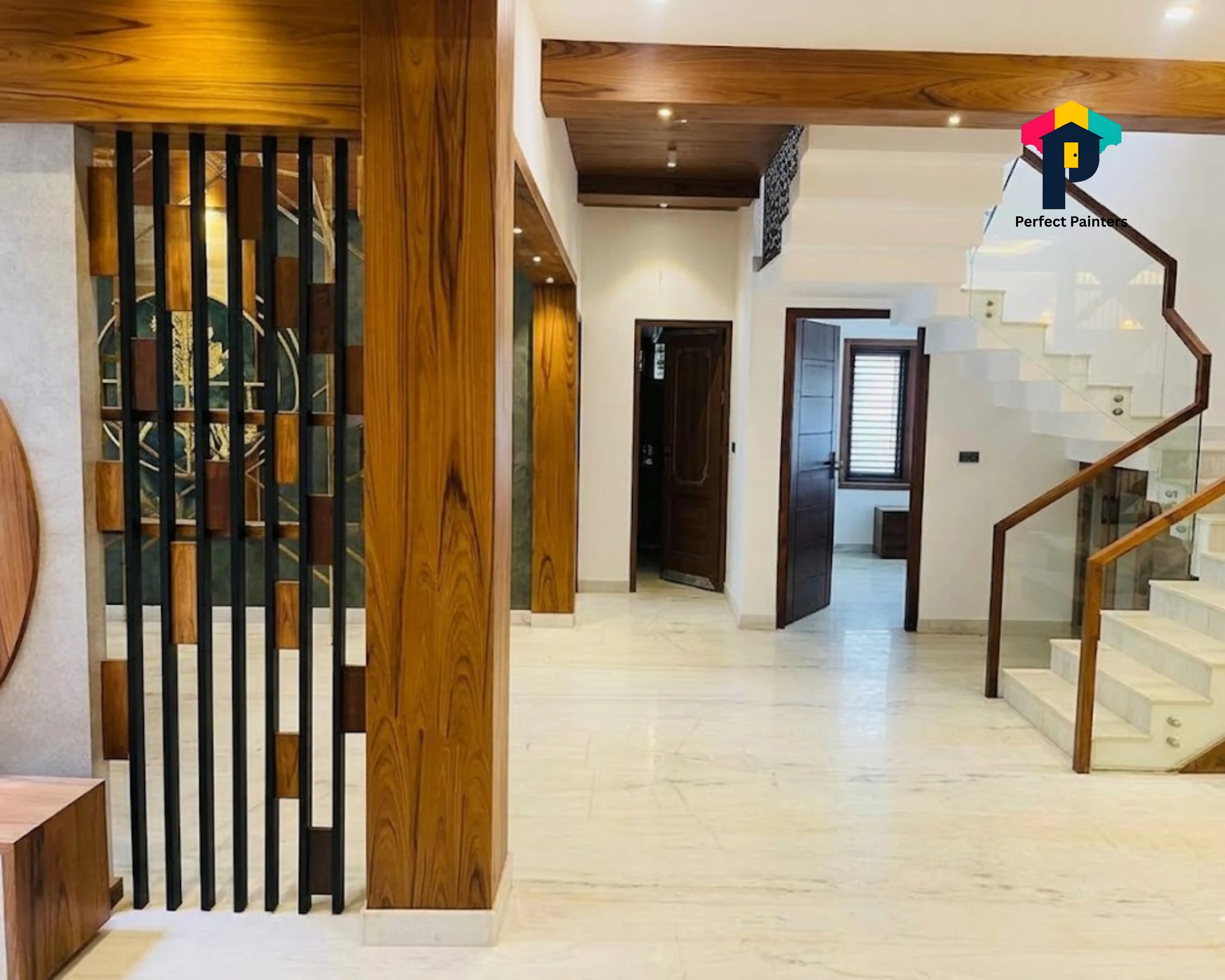 Heritage teak wood dining hall PU polishing Kozhikode
