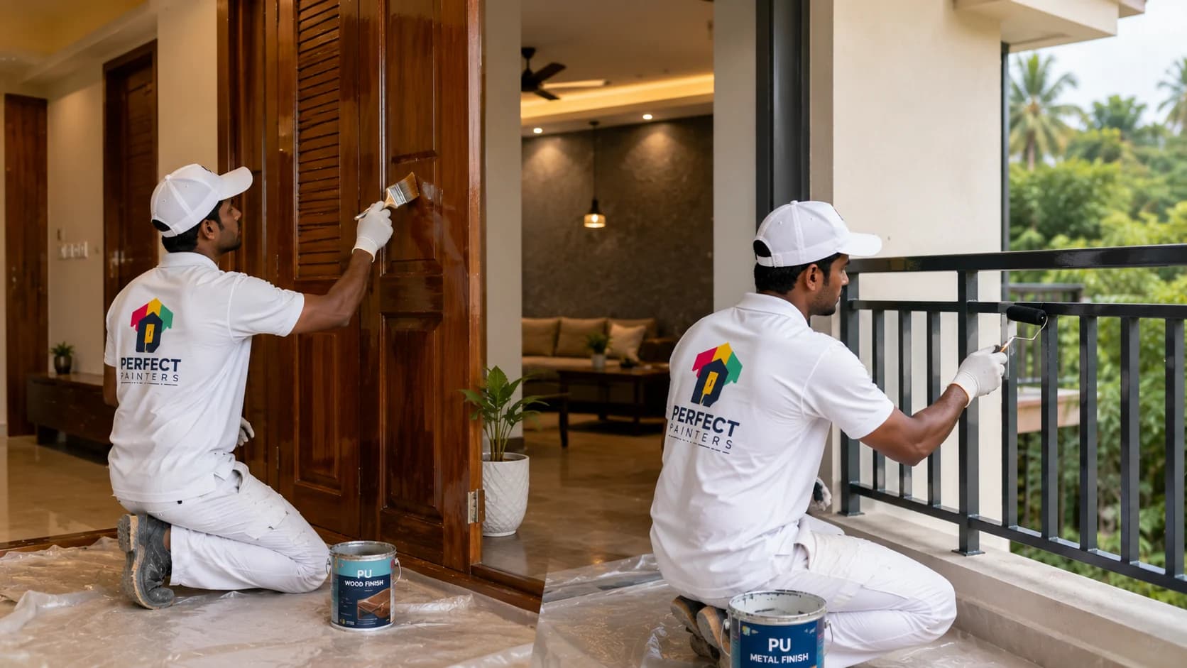 Premium PU wood polish coating and scratch-resistant metallic finishing in Kerala
