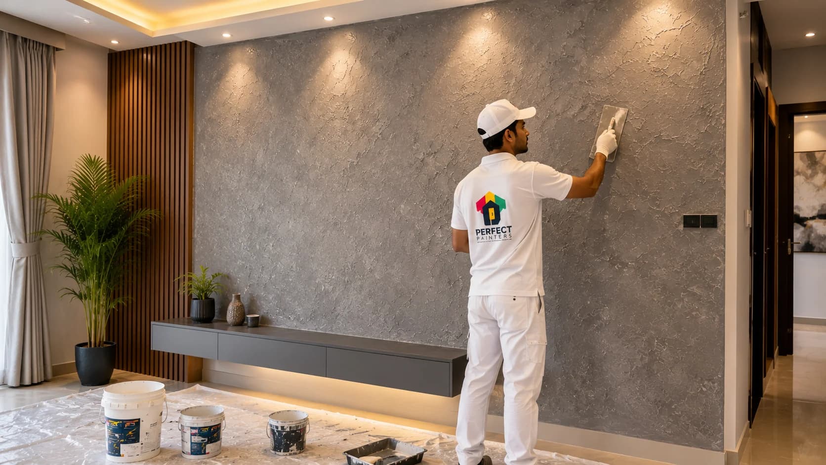 Decorative texture wall painting and modern Italian stucco finish in Kozhikode Kerala