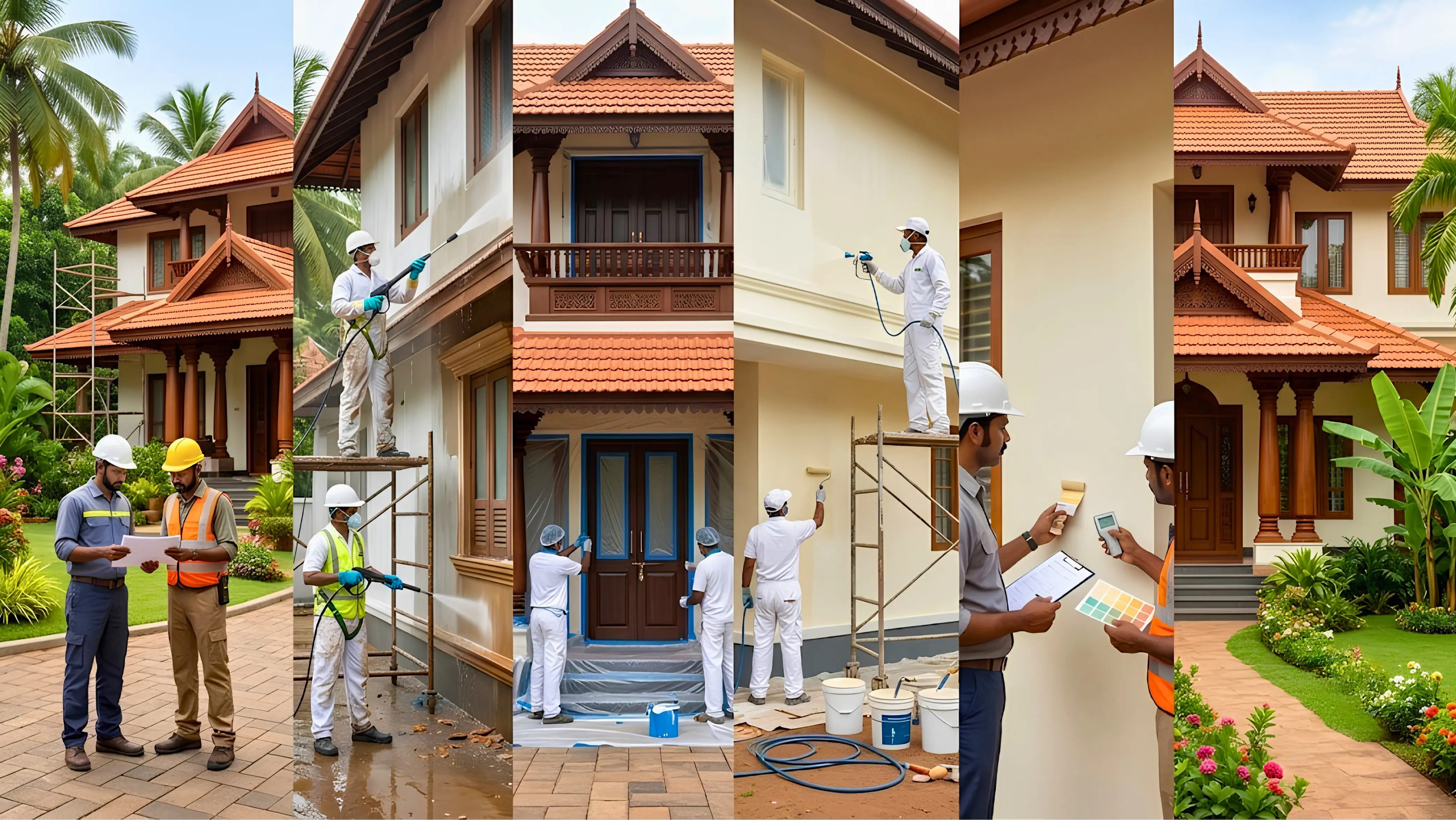 Roof Waterproofing and Sealing Process Step by step painting and waterproofing work execution process by professional painters in Kerala