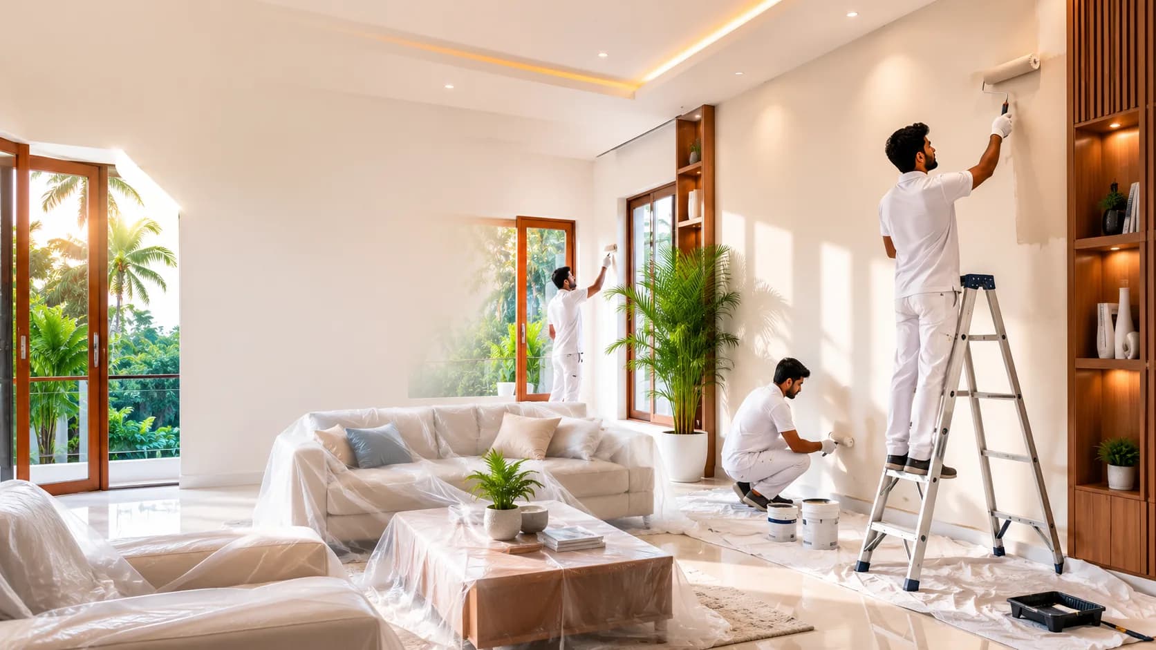 Premium Painting Finished Villa Kerala Luxury Kerala villa after exterior painting and waterproofing renovation work